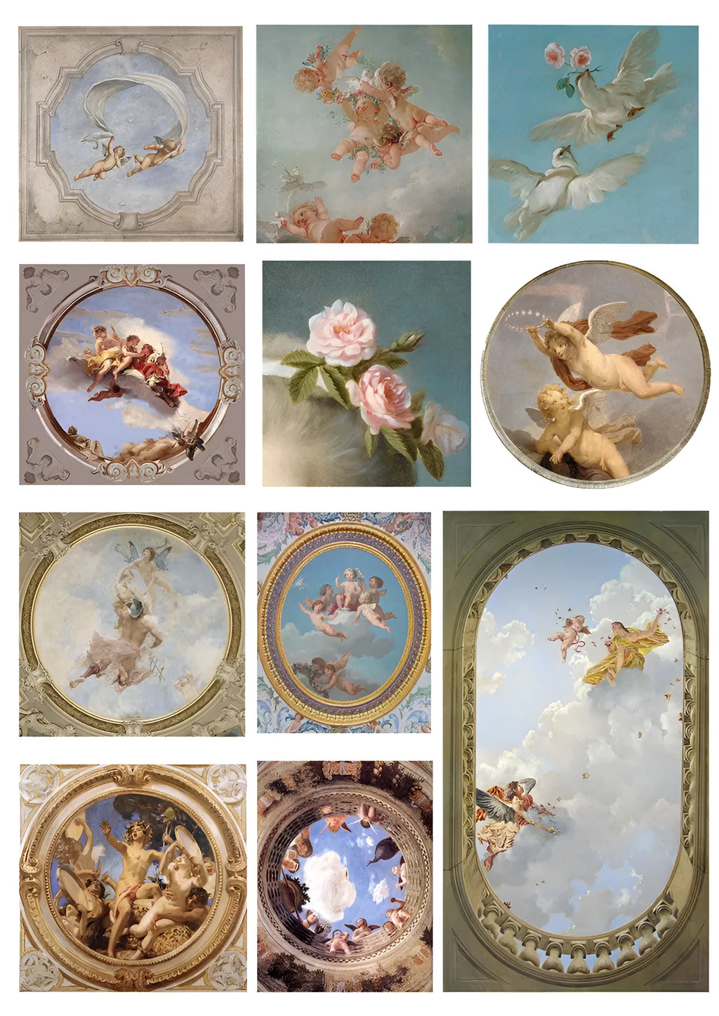 European angel mural character sticker sheets, 4-9cm in size, photo colour finish, pack of 11