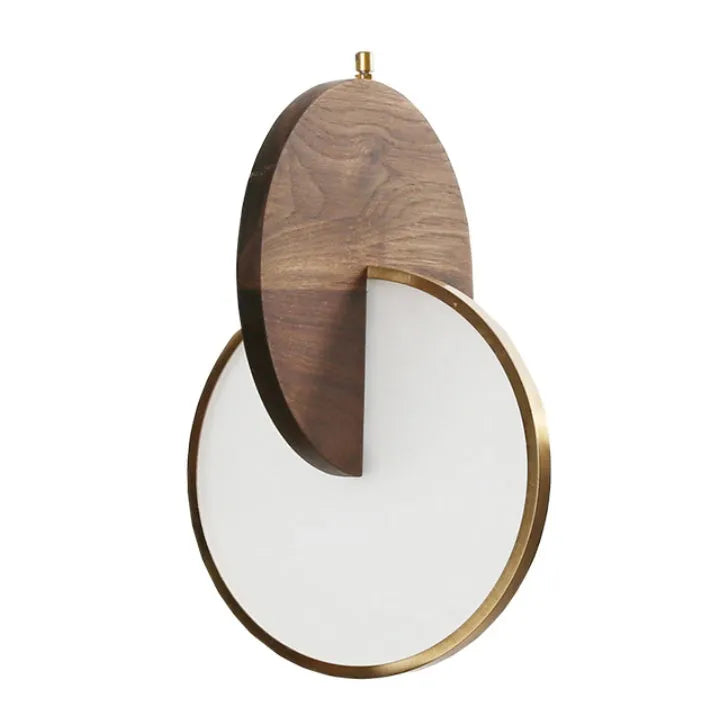 Long-line walnut wood chandelier with hand-carved design and warm white LED illumination for wall mounting