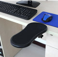 Black plastic computer wrist rest pad with rotatable 180-degree hand bracket for ergonomic support