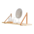 Pine wood wall mounted storage shelf in Nordic style for books and small items.
