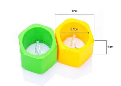 Yellow and green plastic spiral vegetable cutter tool with 8cm diameter for kitchen use