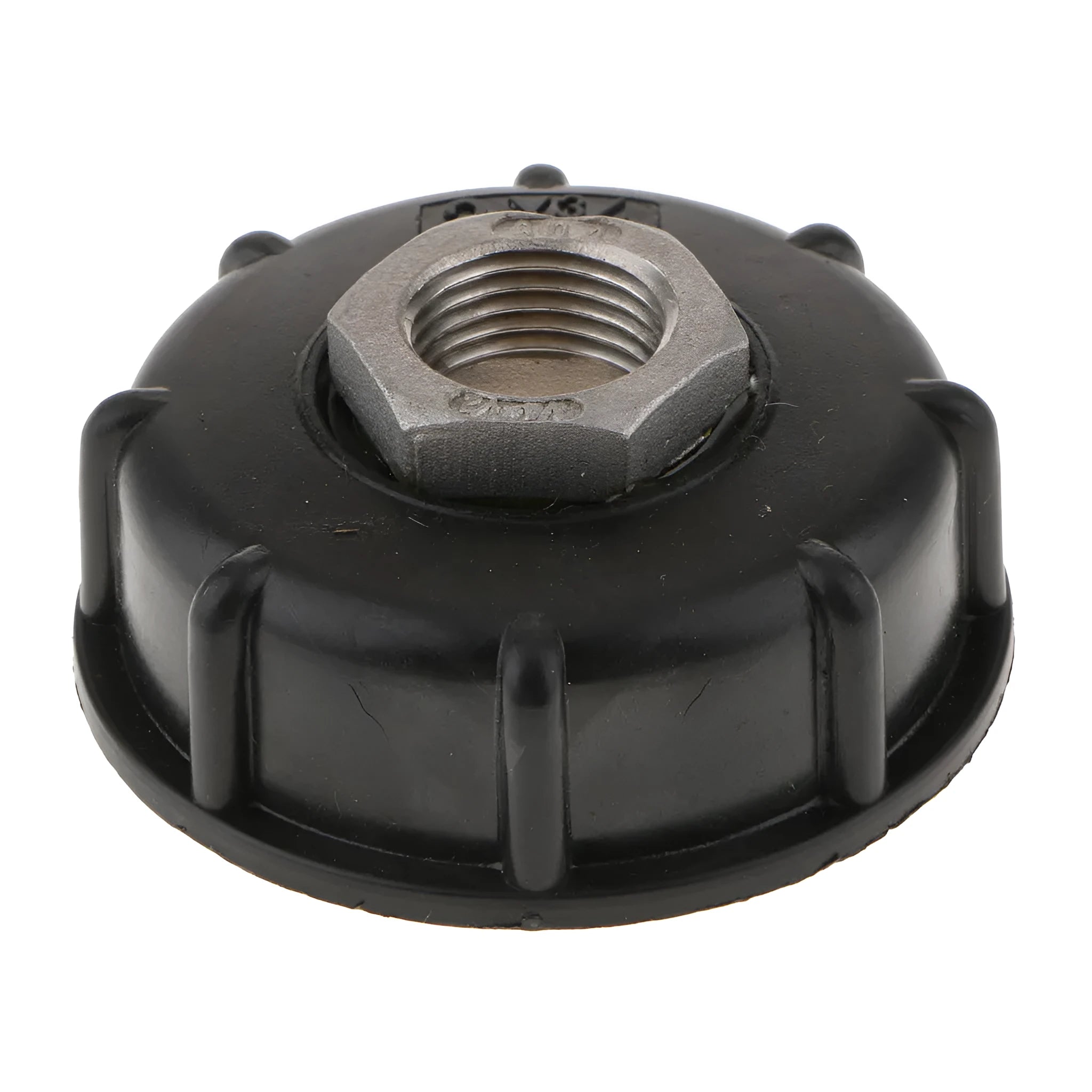 Black stainless steel barrel connector for urea and water barrels with long inlet thread