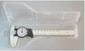 Black plastic vernier caliper showing 0-150mm measurement scale with 0.1mm graduation markings