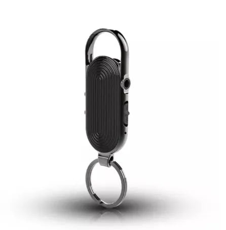 Black voice control portable recorder with zinc alloy shell showing USB port and recording button
