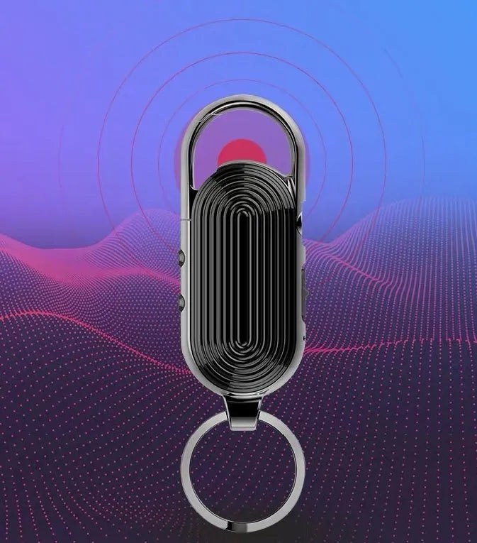 Black voice control portable recorder with zinc alloy shell showing USB port and recording button