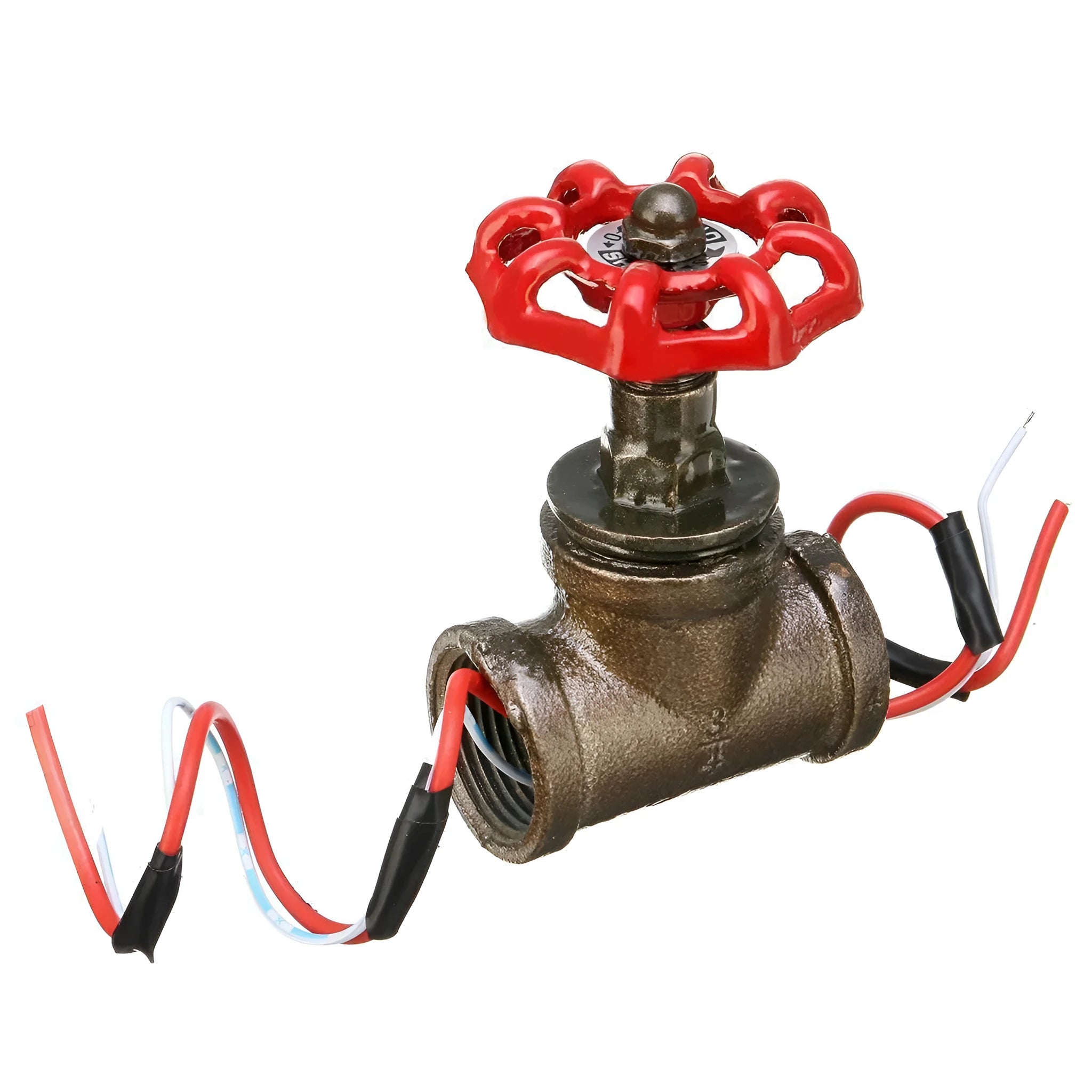 Steampunk grey copper tee valve with red toggle switch and 3/4 inch threaded connections