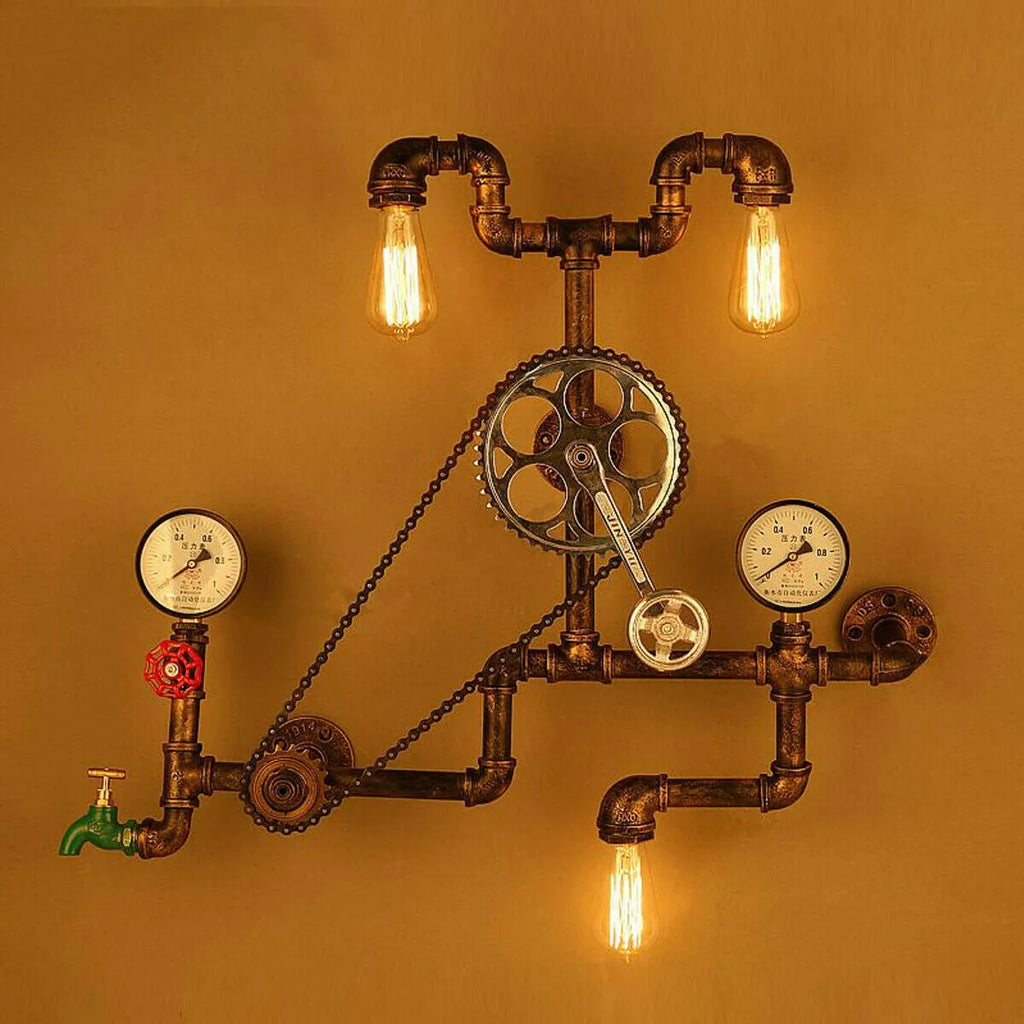 Steampunk grey copper tee valve with red toggle switch and 3/4 inch threaded connections