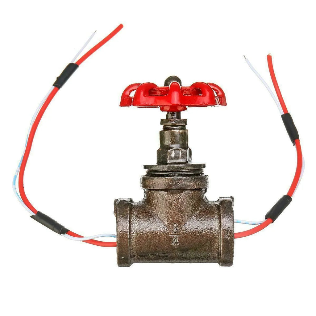Steampunk grey copper tee valve with red toggle switch and 3/4 inch threaded connections