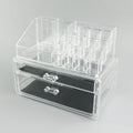 Transparent acrylic foldable makeup storage organiser showing 240x150x190mm dimensions