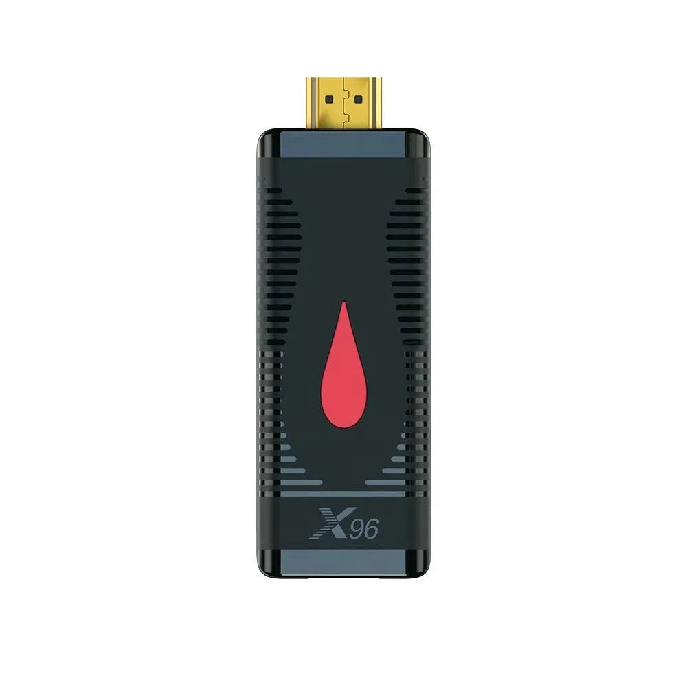 Smart network TV set-top box with remote, high-definition cable, and power supply on a table