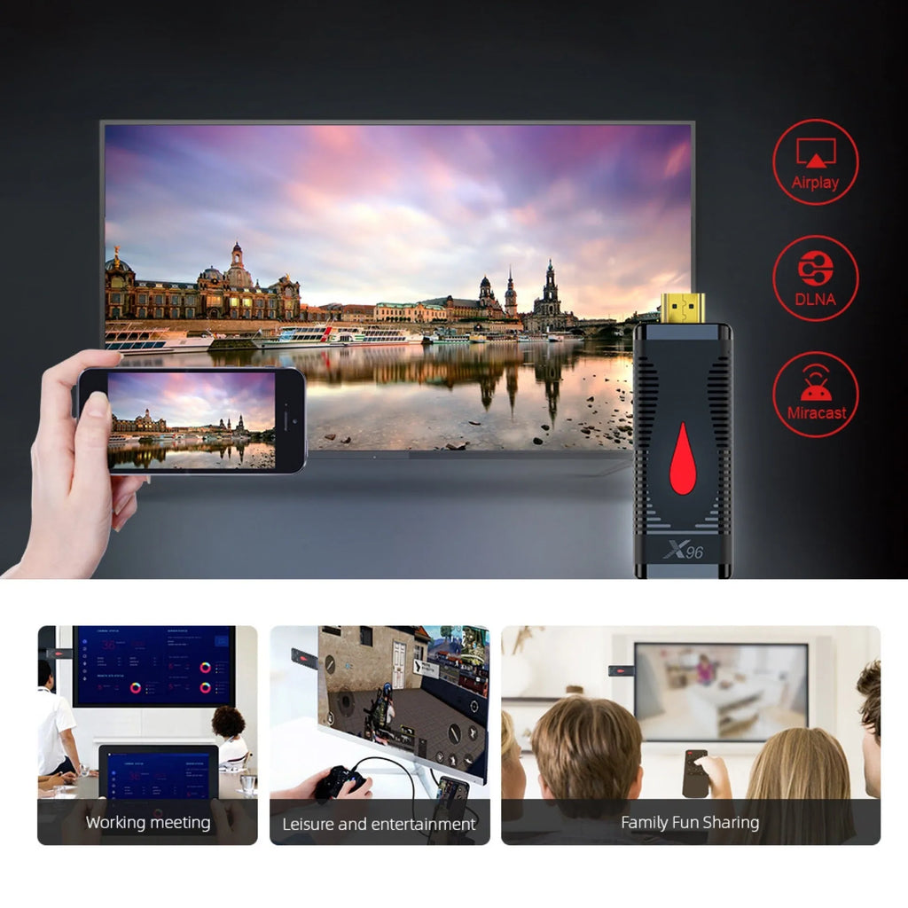 Smart network TV set-top box mini PC dongle with infrared remote and high-definition cable for Full HD streaming