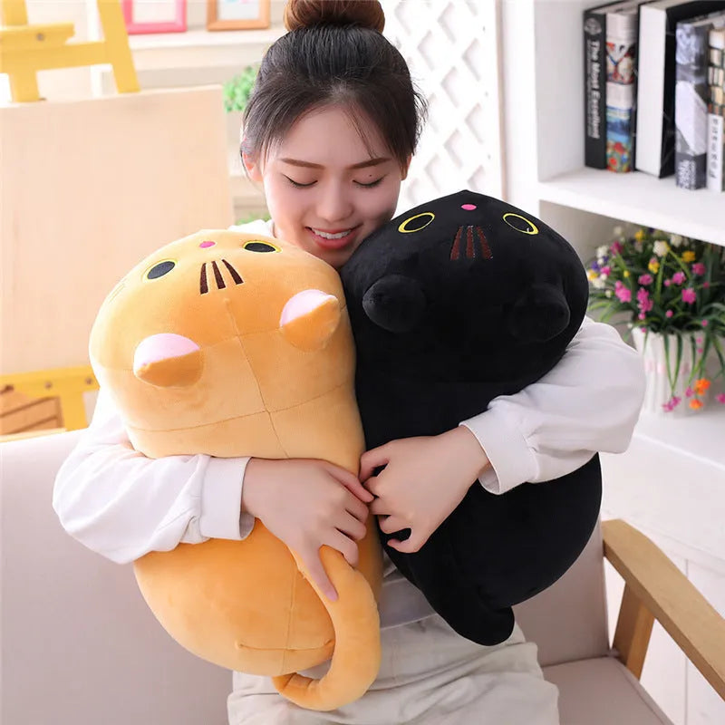 Grey fat cat plush doll stuffed toy with soft down cotton filling and rag doll construction