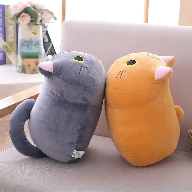 Grey fat cat plush doll stuffed toy with soft down cotton filling and rag doll construction