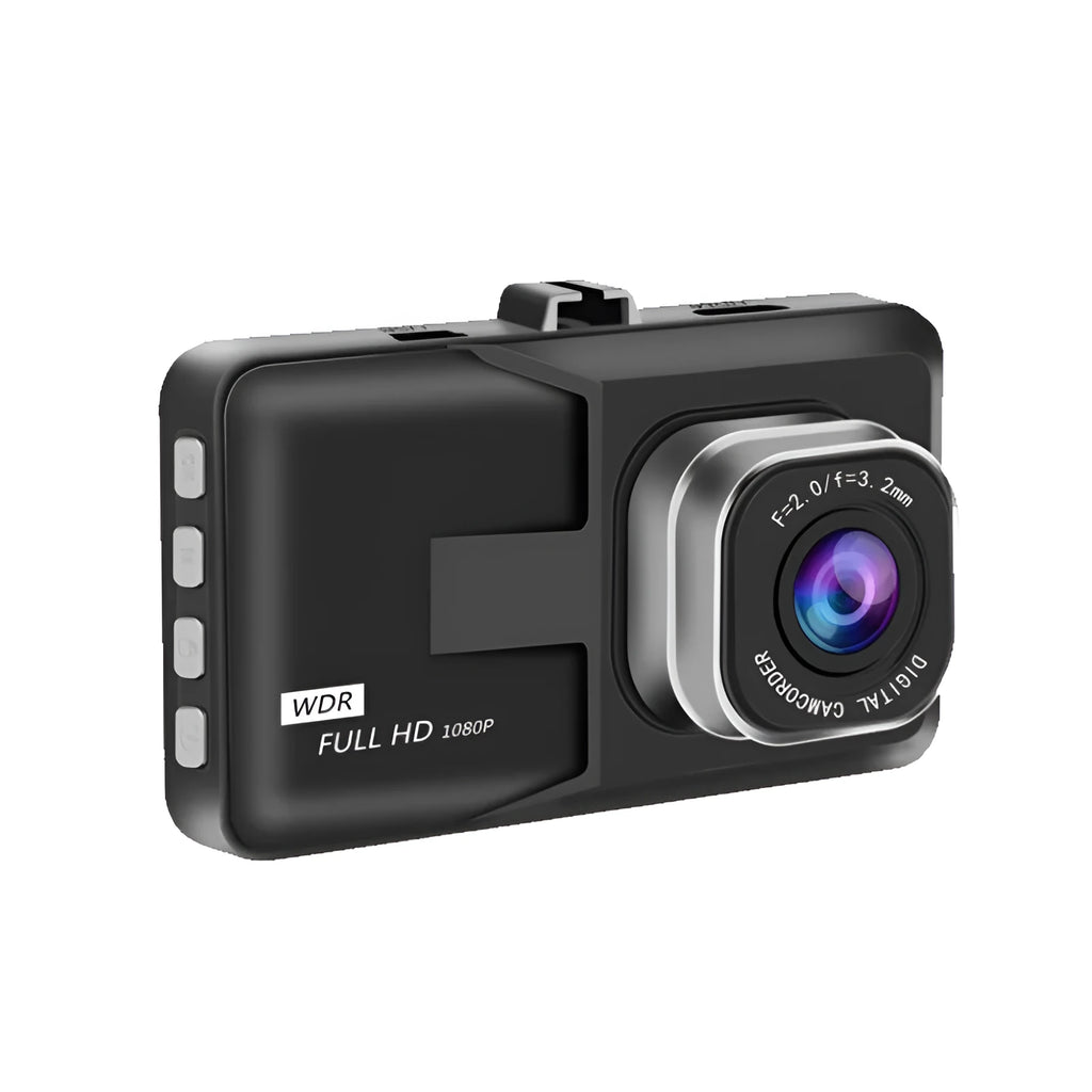 HD Night Vision Driving Recorder with 3.0 inch screen, 140 degree angle, 92x53x17 mm body, and included bracket.