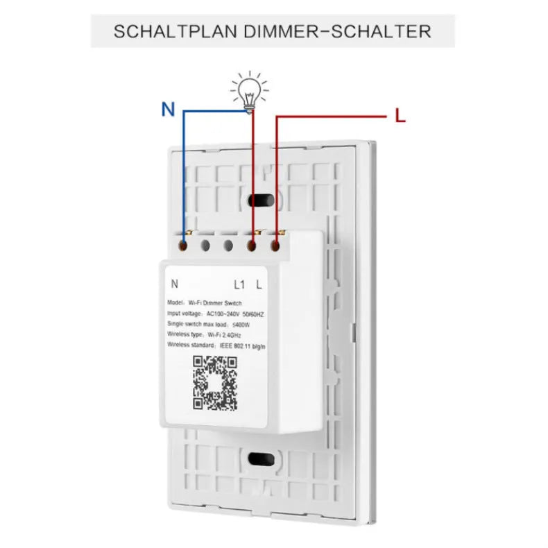 120 type smart WiFi dimmer switch with touch control panel in black or white options