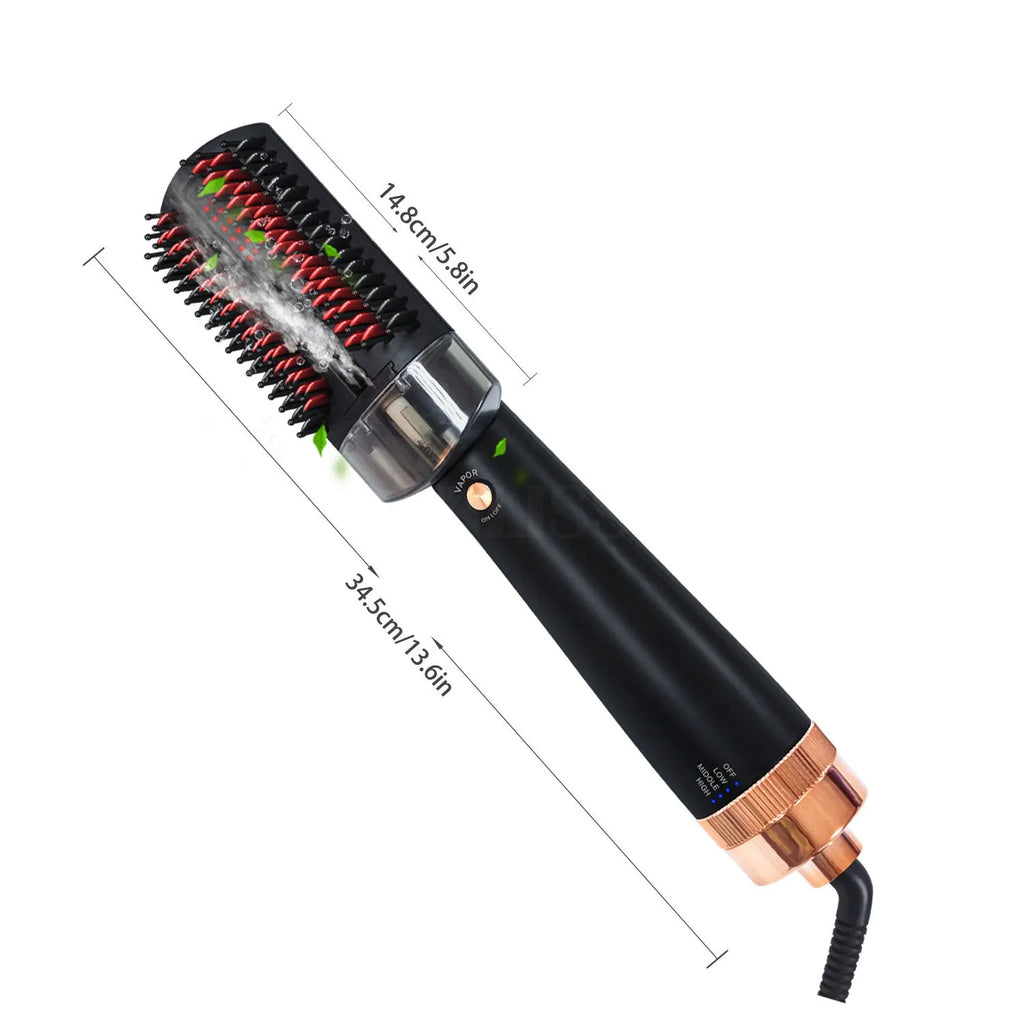 Black and pink wet dry anion spray infrared hot air comb with tourmaline ceramic plates and temperature control dial
