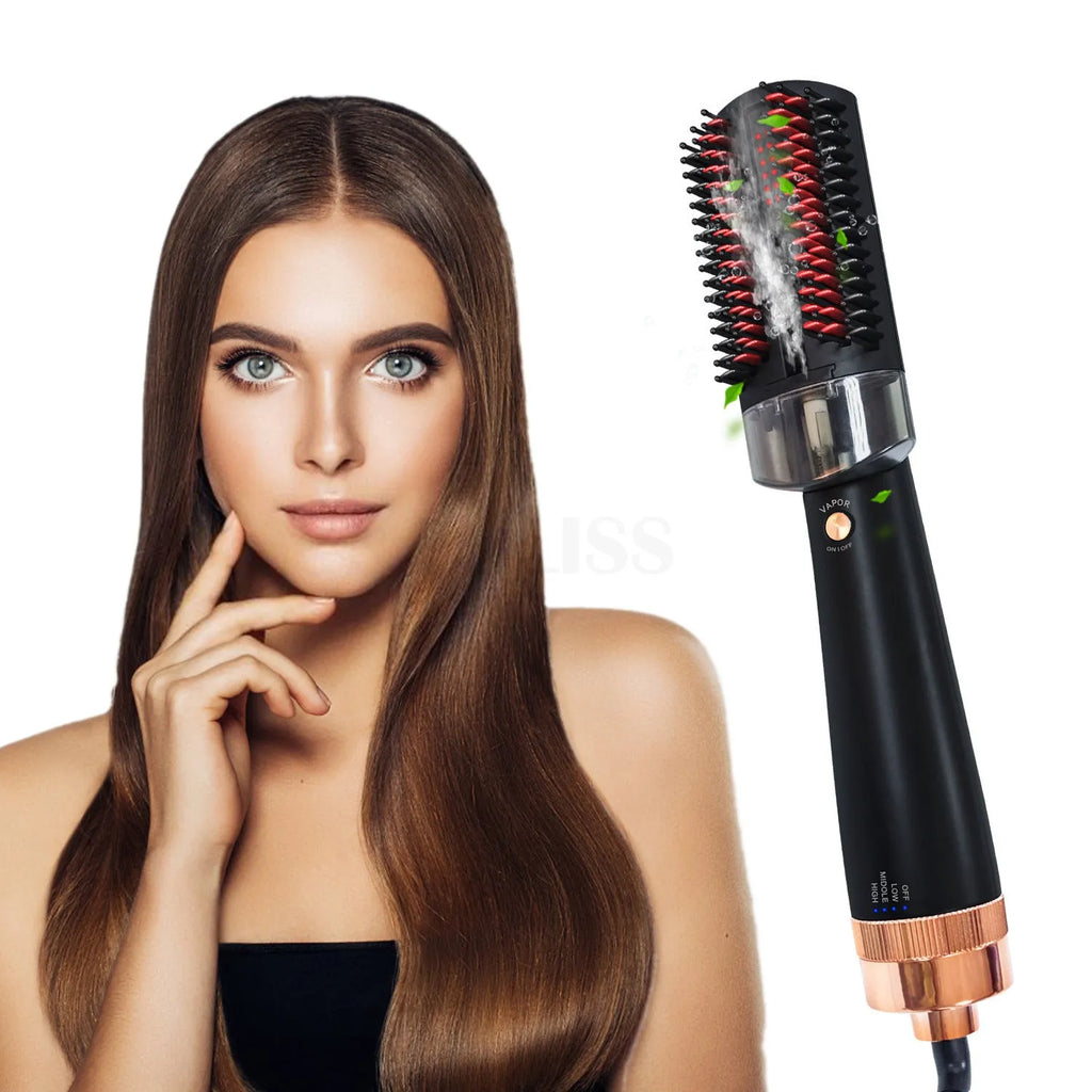 Black and pink wet dry anion spray infrared hot air comb with tourmaline ceramic plates and temperature control dial