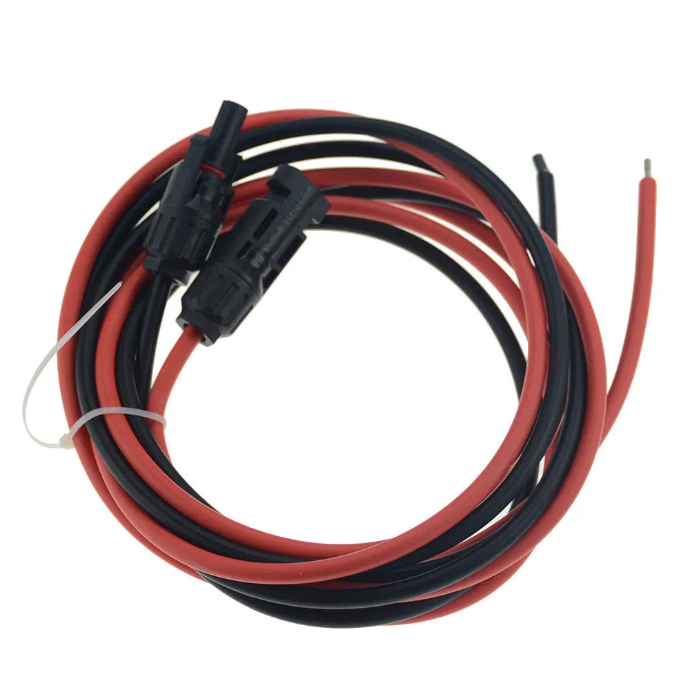 MC4 solar panel extension cable with black and red colour options on a spool.