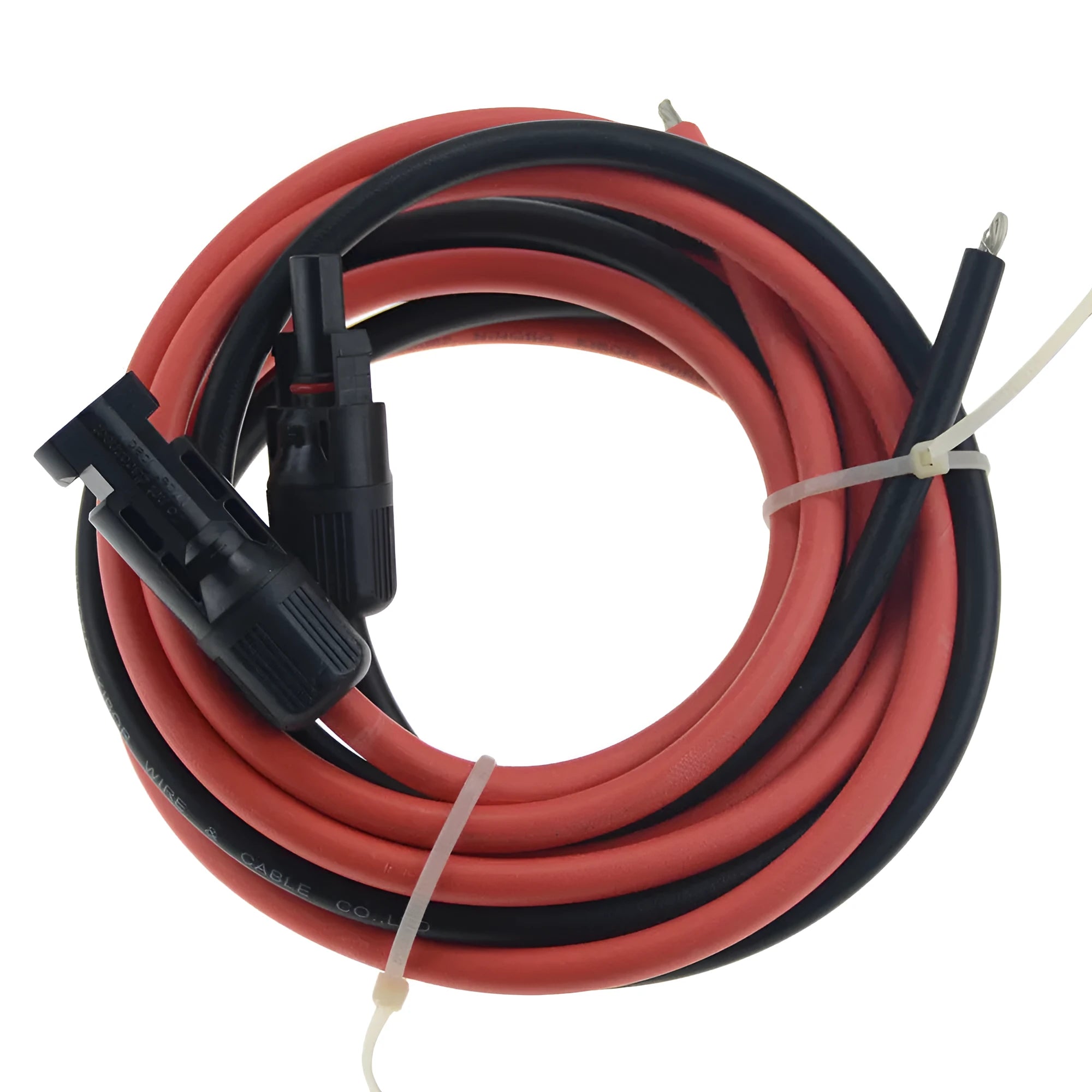MC4 solar panel extension cable with black and red colour options on a spool.