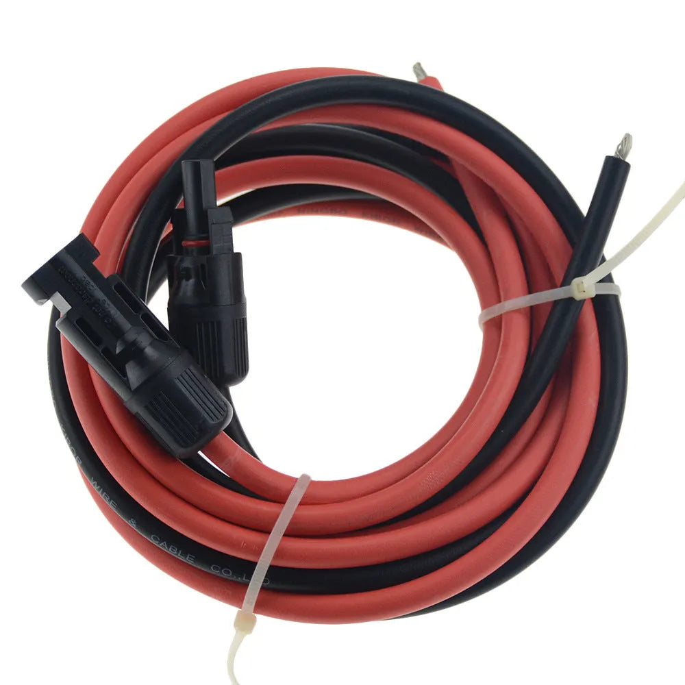 MC4 solar panel extension cable with black and red colour options on a spool.