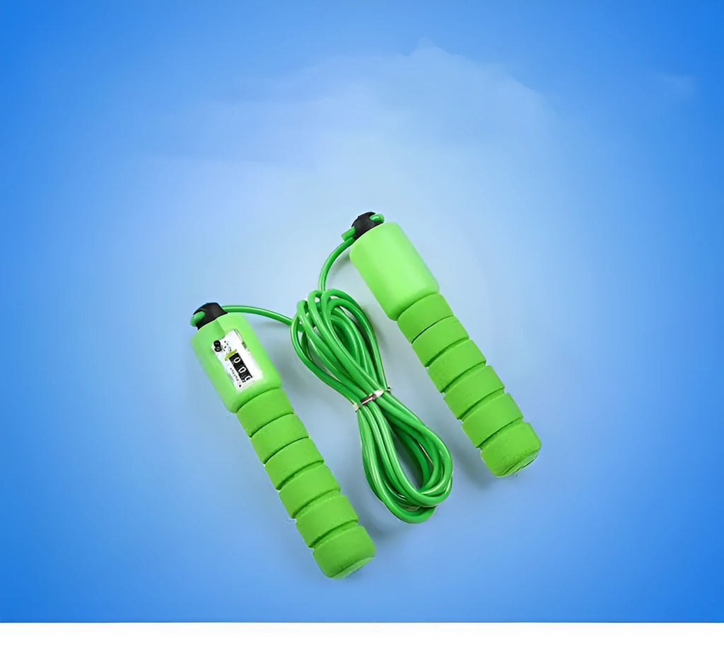Adult counting skipping rope with sponge handles showing integrated counter and multi-colour options