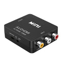 White and black AV to HDMI converter with 0.5-metre cable for connecting legacy devices to HDMI displays