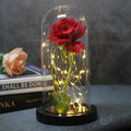 Immortal simulation rose glass cover LED ornament with silk flower and warm white lighting