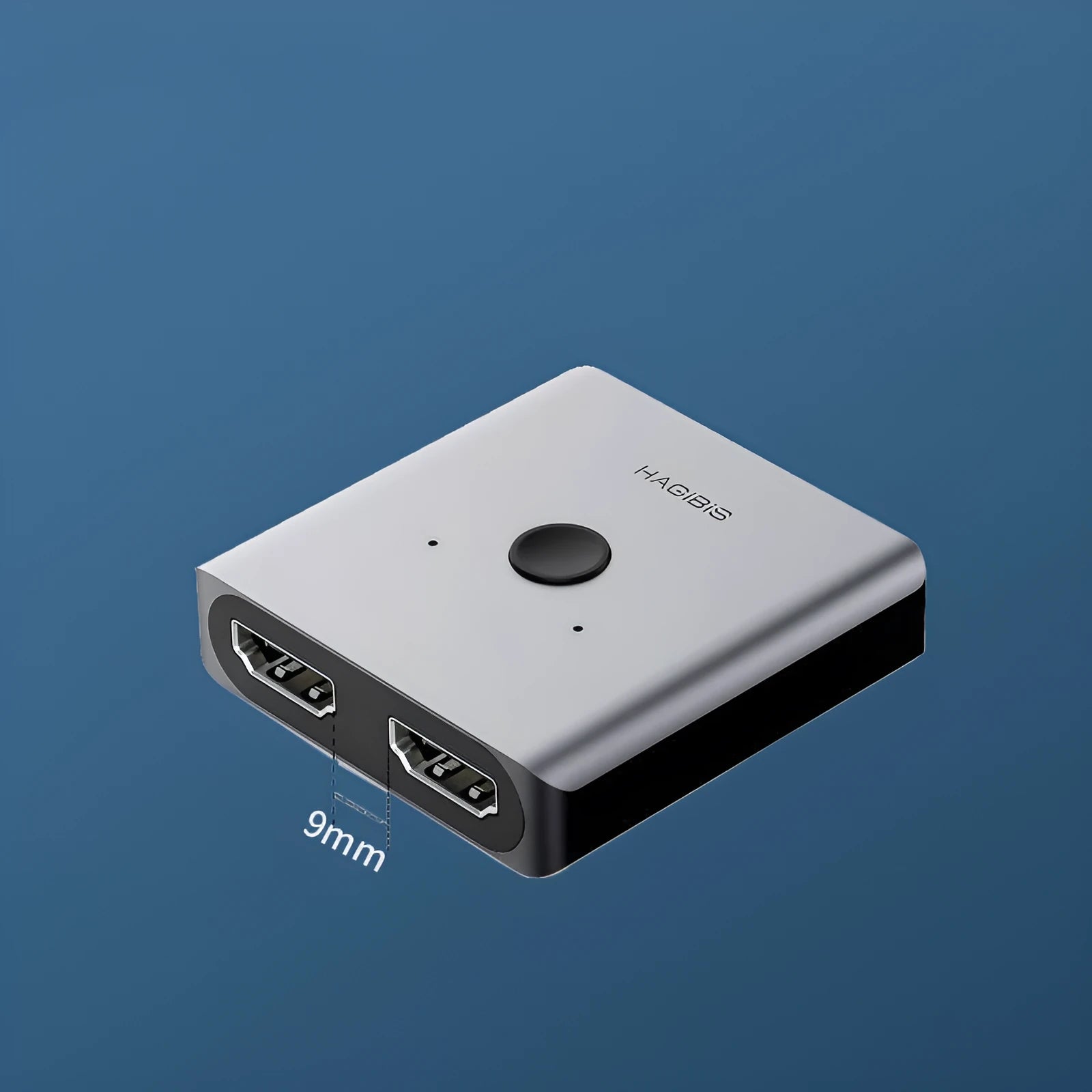Grey Haibeisi HDMI 1-input 2-output switcher splitter device for 4K video signals.