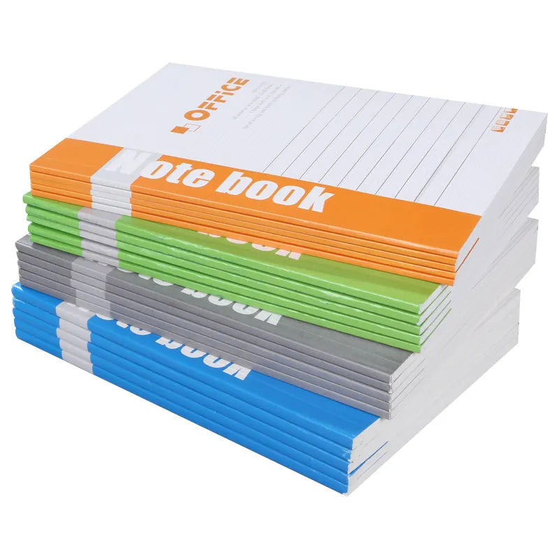 Wholesale pack of soft cover stripe notebooks with pens, shown in Japanese Korean business style.