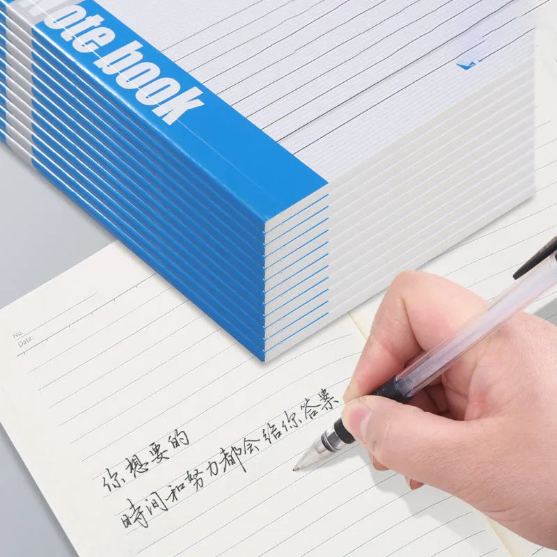 Wholesale pack of soft cover stripe notebooks with pens, shown in Japanese Korean business style.