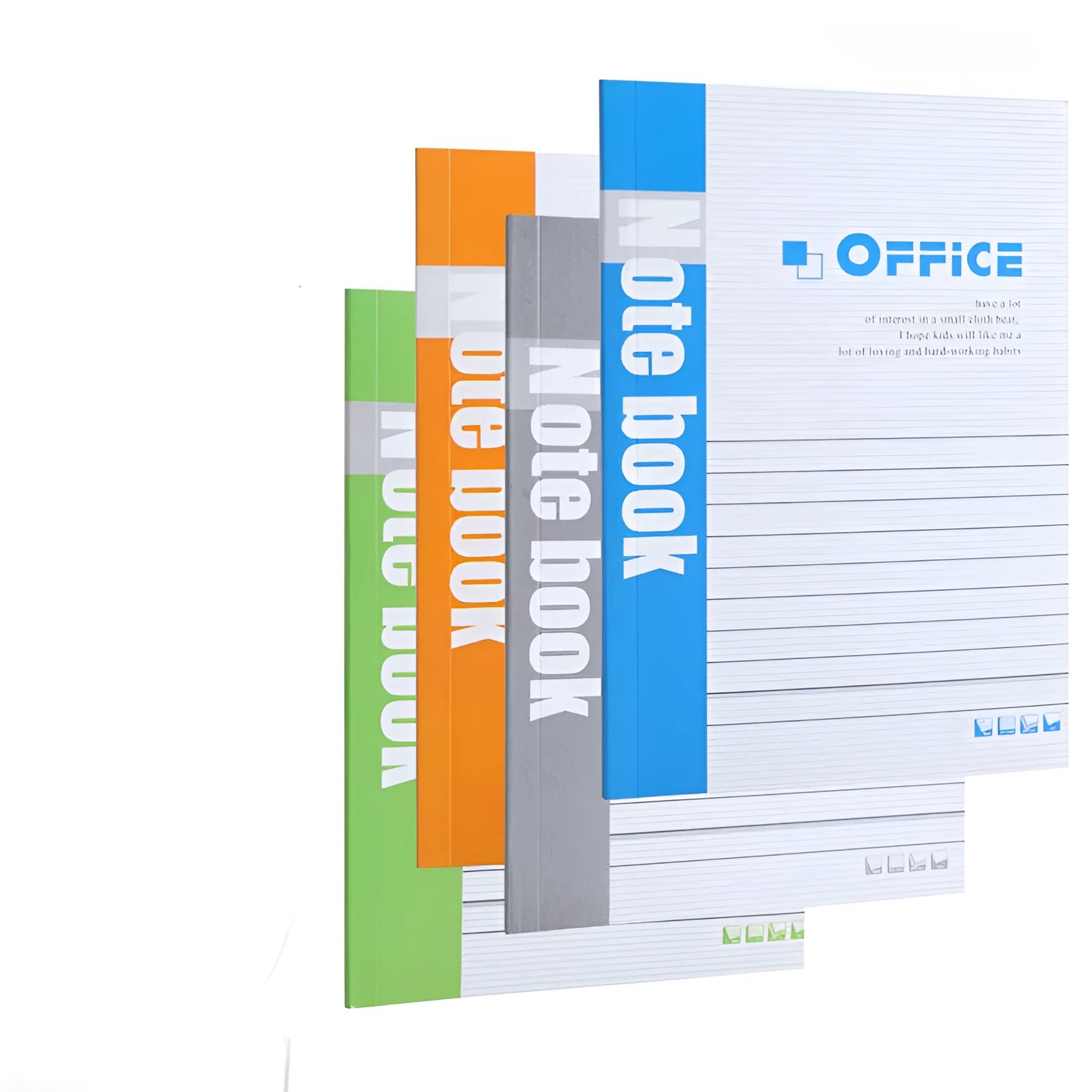 Wholesale pack of soft cover stripe notebooks with pens, shown in Japanese Korean business style.