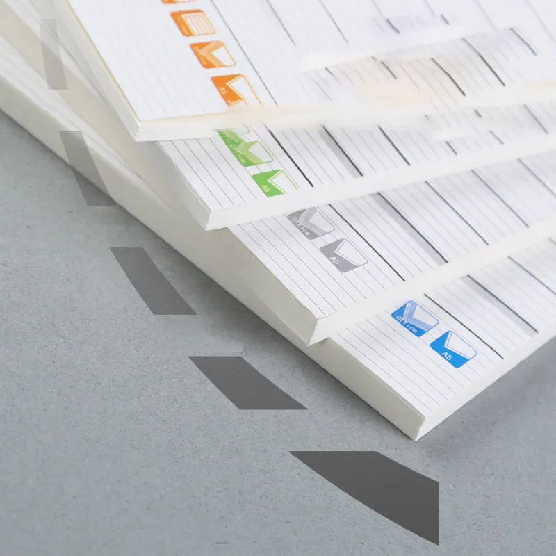 Wholesale pack of soft cover stripe notebooks with pens, shown in Japanese Korean business style.