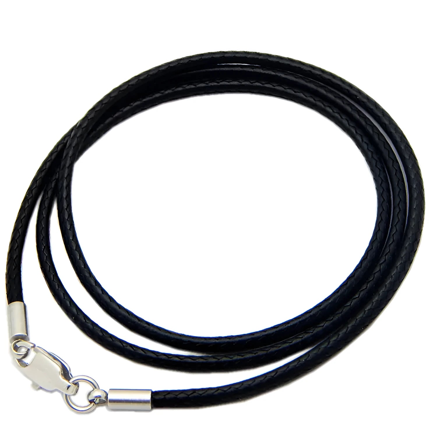 Adjustable wax rope necklace strap with stainless steel buckle in black, red, and brown colour options