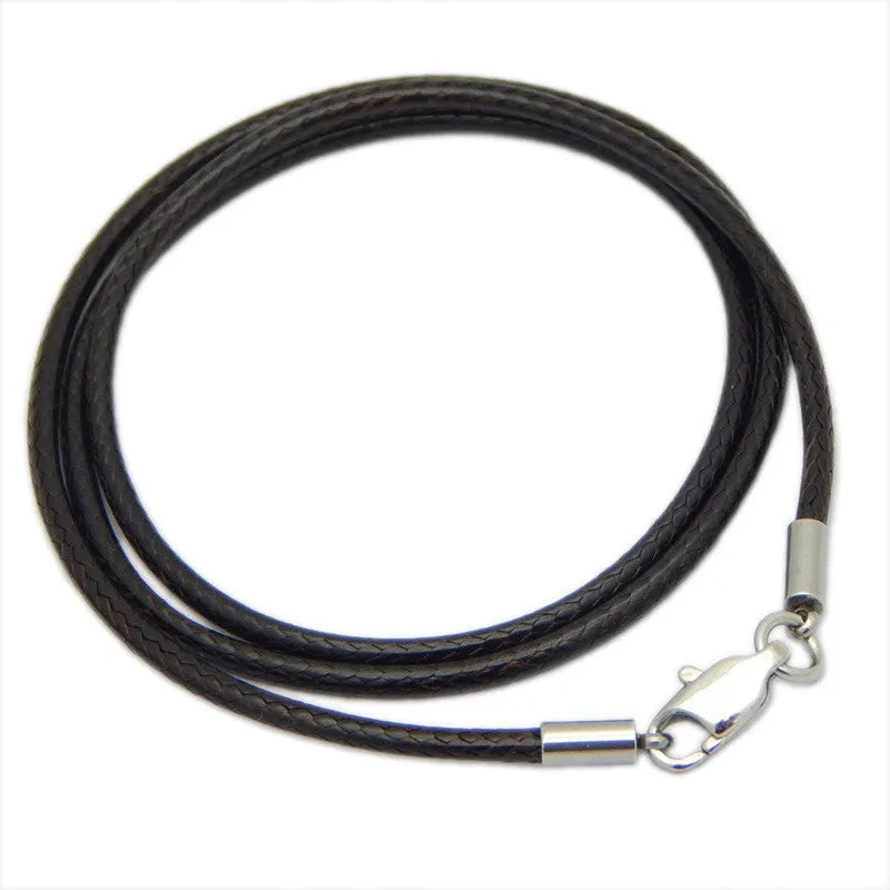 Adjustable wax rope necklace strap with stainless steel buckle in black, red, and brown colour options