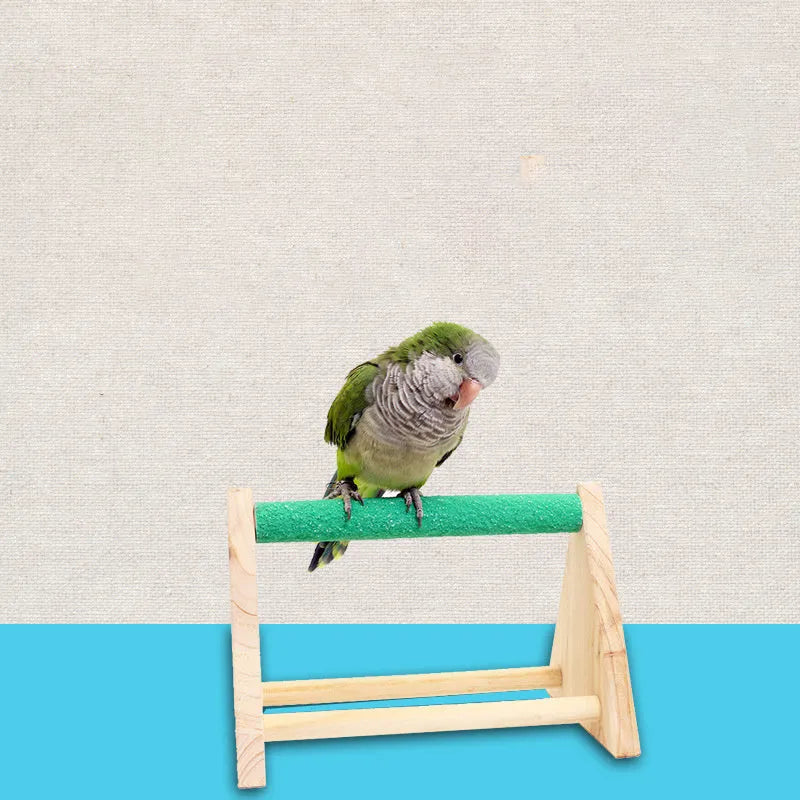 Solid wood bird stand with random mixed colour main pole for small birds