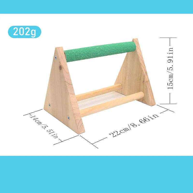 Solid wood bird stand with random mixed colour main pole for small birds
