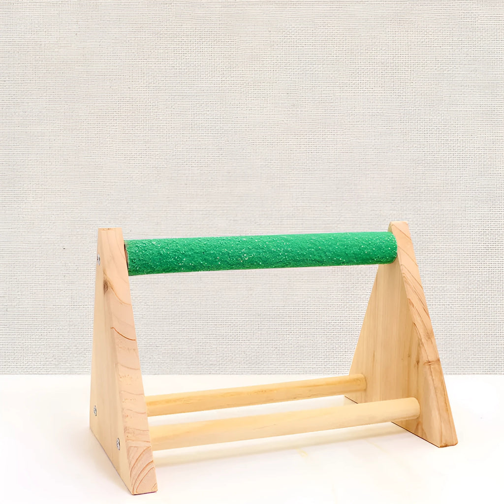 Solid wood bird stand with random mixed colour main pole for small birds