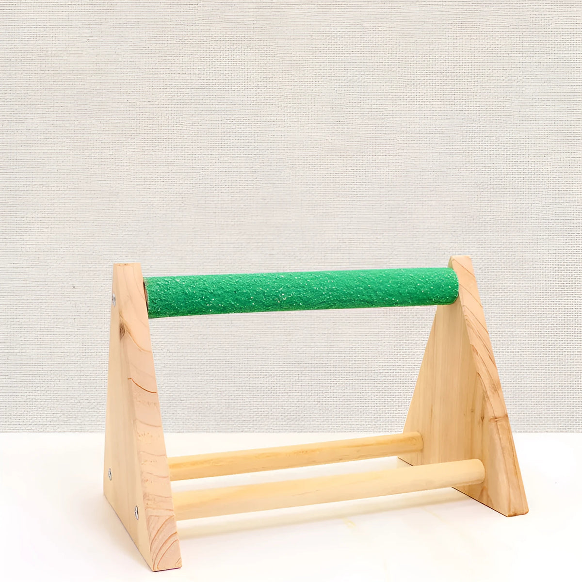 Solid wood bird stand with random mixed colour main pole for small birds