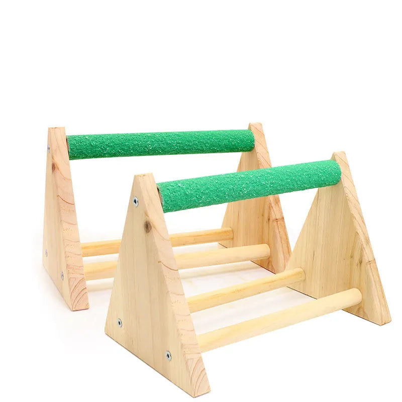 Solid wood bird stand with random mixed colour main pole for small birds