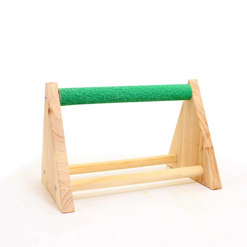 Solid wood bird stand with random mixed colour main pole for small birds