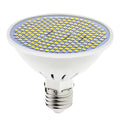 LED lamp cup with E27 holder, showing warm white and cool white options for household lighting