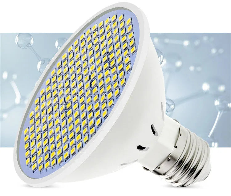 LED lamp cup with E27 holder, showing warm white and cool white options for household lighting
