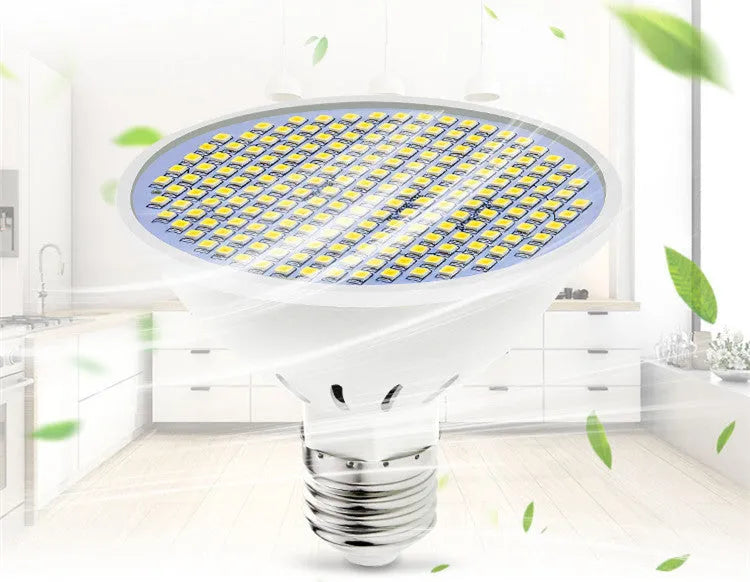 LED lamp cup with E27 holder, showing warm white and cool white options for household lighting