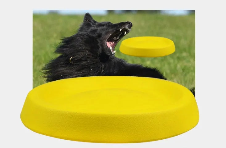 Yellow EVA dog throwing toy weighing 70g for interactive training and bonding play