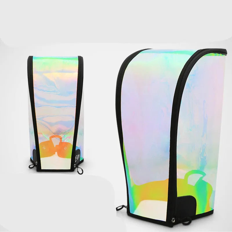 Universal colourful transparent waterproof bag hat cap with laser seven colour TPU fabric and adjustable buckle