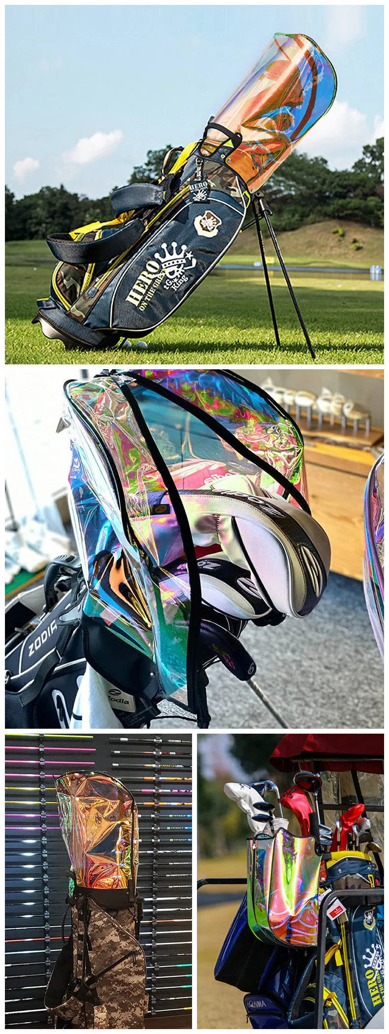 Universal colourful transparent waterproof bag hat cap with laser seven colour TPU fabric and adjustable buckle