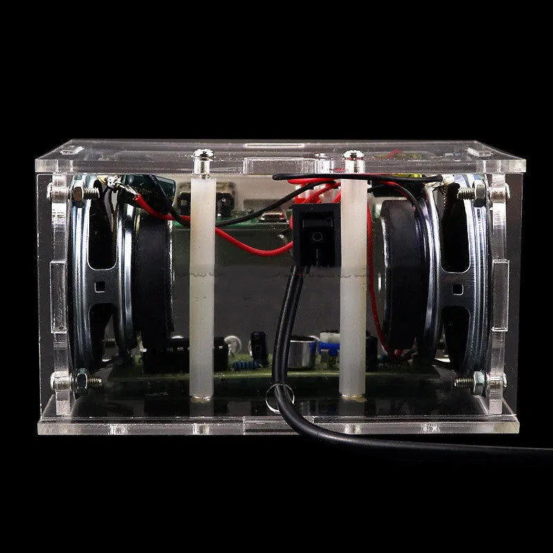 Bluetooth speaker DIY electronic assembly kit with transparent casing and loose components