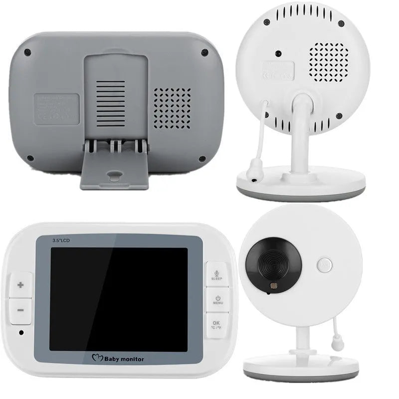White 3.5 inch digital wireless baby monitor with display showing nursery footage