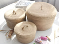 Japanese-style linen storage basket with dustproof cover in three sizes for bedroom organisation