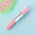 Plastic luminous point drill pen for diamond painting in green, pink, or purple colour options.